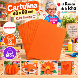 RI-0005709 Cartulina 40 x 60 cm 160 g Naranja - 10 Hojas Motarro