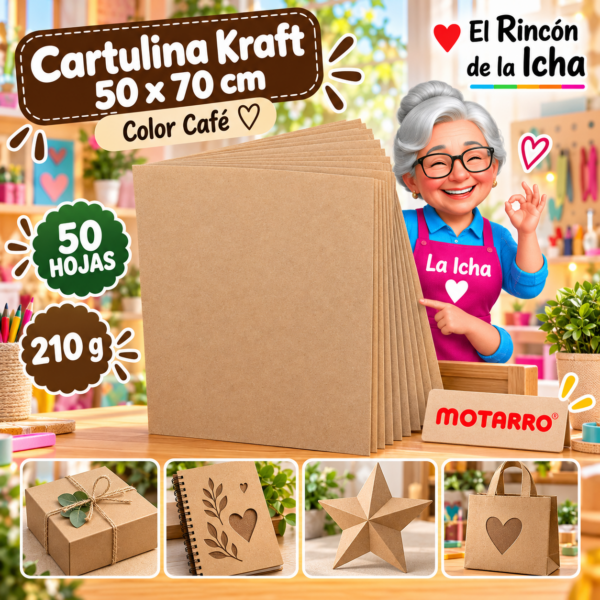 RI-0005718 Cartulina Kraft Café 50 x 70 cm 210 g - 50 Hojas Motarro
