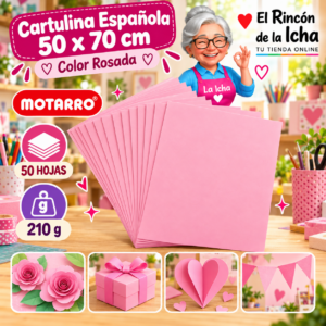 RI-0005720 Cartulina Española 50 x 70 cm 210 g Rosada - 50 Hojas Motarro