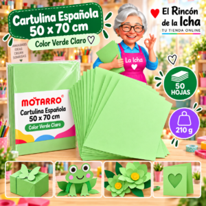 RI-0005722 Cartulina Española 50 x 70 cm 210 g Verde Claro - 50 Hojas Motarro