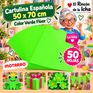 RI-0005724 Cartulina Española 50 x 70 cm Verde Flúor - 50 Hojas Motarro