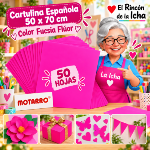 RI-0005727 Cartulina Española 50 x 70 cm Fucsia Flúor - 50 Hojas Motarro