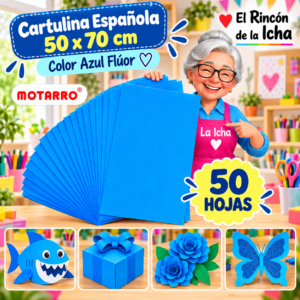 RI-0005728 Cartulina Española 50 x 70 cm Azul Flúor - 50 Hojas Motarro