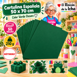 RI-0005730 Cartulina Española 50 x 70 cm 210 g Verde Oscuro - 50 Hojas Motarro