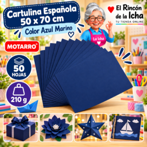 RI-0005732 Cartulina Española 50 x 70 cm 210 g Azul Marino - 50 Hojas Motarro