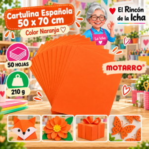 RI-0005733 Cartulina Española 50 x 70 cm 210 g Naranja - 50 Hojas Motarro