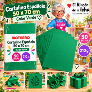 RI-0005734 Cartulina Española 50 x 70 cm 210 g Verde - 50 Hojas Motarro