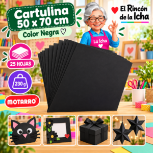 RI-0005736 Cartulina 50 x 70 cm 230 g Negra - 25 Hojas Motarro