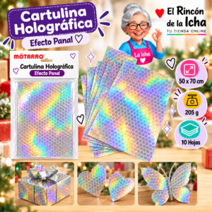 RI-0005742 Cartulina Metálica Holográfica 50 x 70 cm 205 g Panal - 10 Hojas Motarro