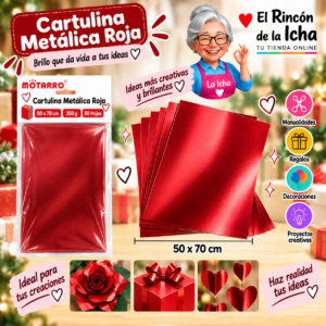 RI-0005745 Cartulina Metálica 50 x 70 cm 250 g Roja - 50 Hojas Motarro