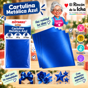 RI-0005747 Cartulina Metálica 50 x 70 cm 250 g Azul - 50 Hojas Motarro