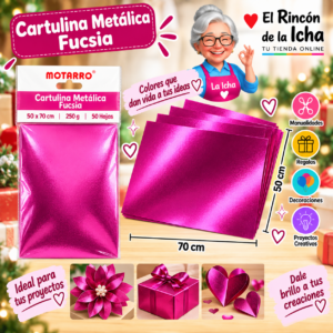 RI-0005751 Cartulina Metálica 50 x 70 cm 250 g Fucsia - 50 Hojas Motarro
