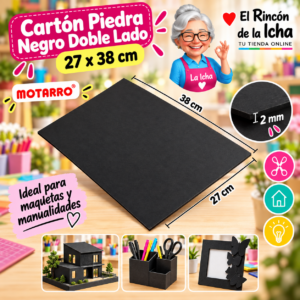 RI-0005768 Cartón Piedra Negro Doble Lado 27 x 38 cm - 2 mm Motarro