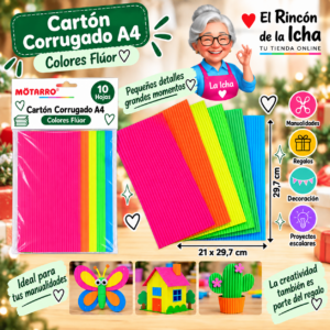 RI-0005771 Cartón Corrugado A4 Colores Flúor - 10 Hojas