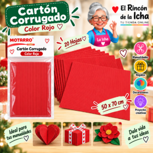 RI-0005773 Cartón Corrugado 50 x 70 cm Rojo - 20 Hojas
