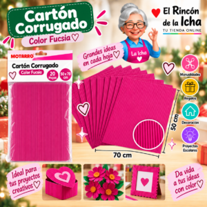 RI-0005774 Cartón Corrugado 50 x 70 cm Fucsia - 20 Hojas