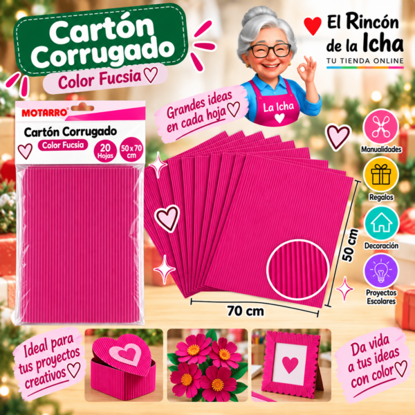 RI-0005774 Cartón Corrugado 50 x 70 cm Fucsia - 20 Hojas