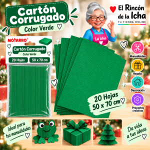 Cartón Corrugado 50 x 70 cm Verde - 20 Hojas