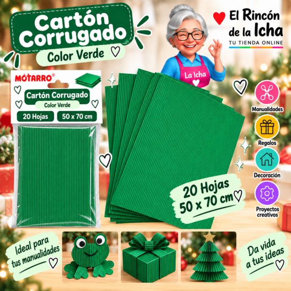 RI-0005775 Cartón Corrugado 50 x 70 cm Verde - 20 Hojas