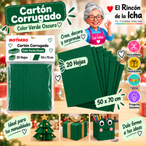 RI-0005776 Cartón Corrugado 50 x 70 cm Verde Oscuro - 20 Hojas
