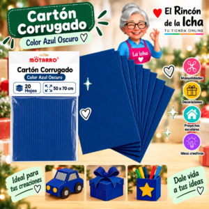RI-0005777 Cartón Corrugado 50 x 70 cm Azul Oscuro - 20 Hojas