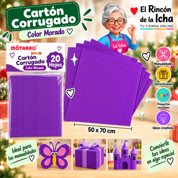 RI-0005778 Cartón Corrugado 50 x 70 cm Morado - 20 Hojas