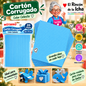 RI-0005779 Cartón Corrugado 50 x 70 cm Celeste - 20 Hojas