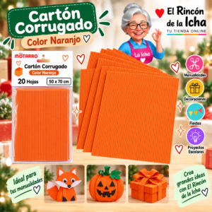 RI-0005781 Cartón Corrugado 50 x 70 cm Naranjo - 20 Hojas