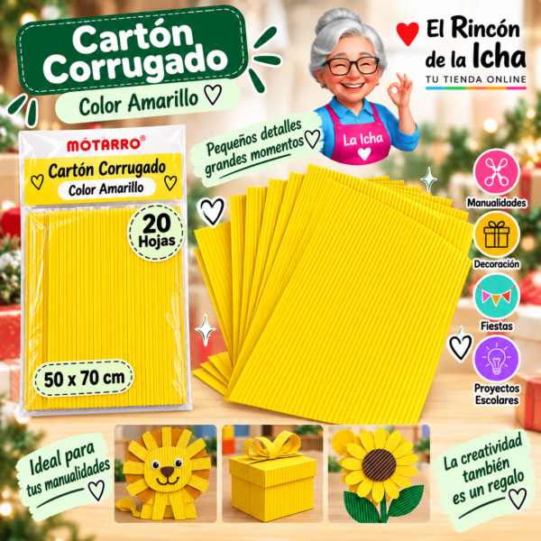 RI-0005782 Cartón Corrugado 50 x 70 cm Amarillo - 20 Hojas