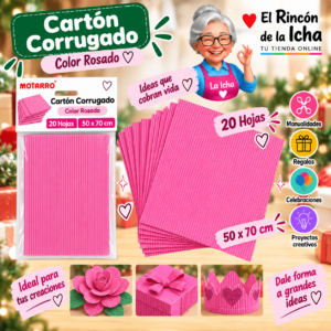 RI-0005783 Cartón Corrugado 50 x 70 cm Rosado - 20 Hojas