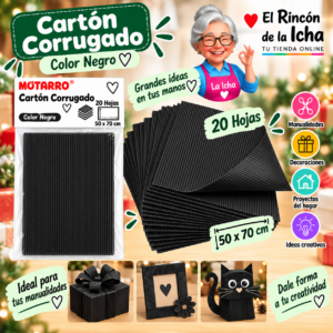 RI-0005784 Cartón Corrugado 50 x 70 cm Negro - 20 Hojas