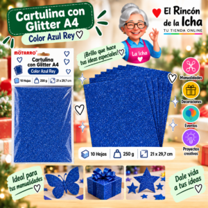 RI-0005791 Cartulina con Glitter A4 250 g Azul Rey - 10 Hojas