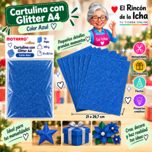 RI-0005794 Cartulina con Glitter A4 250 g Azul - 10 Hojas