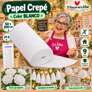 RI-0005797 Papel Crepé 50 x 200 cm 21 g Blanco