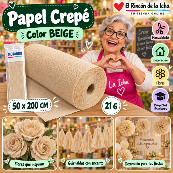 RI-0005798 Papel Crepé 50 x 200 cm 21 g Beige