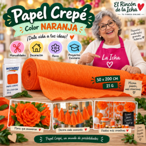 RI-0005800 Papel Crepé 50 x 200 cm 21 g Naranja