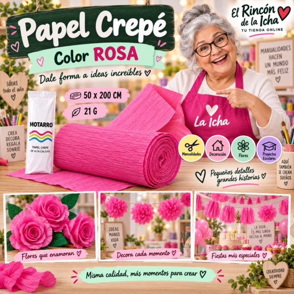 RI-0005802 Papel Crepé 50 x 200 cm 21 g Rosa