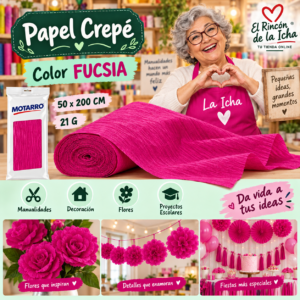 RI-0005803 Papel Crepé 50 x 200 cm 21 g Fucsia