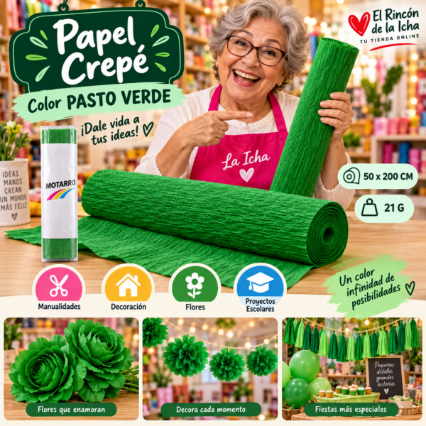 RI-0005807 Papel Crepé 50 x 200 cm 21 g Pasto Verde