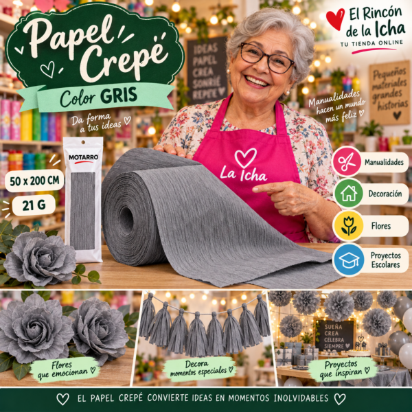 RI-0005809 Papel Crepé 50 x 200 cm 21 g Gris