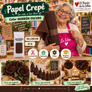 RI-0005810 Papel Crepé 50 x 200 cm 21 g Marrón Oscuro