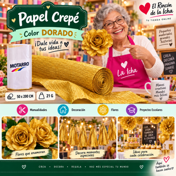 RI-0005811 Papel Crepé 50 x 200 cm 21 g Dorado