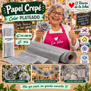 RI-0005812 Papel Crepé 50 x 200 cm 21 g Plateado