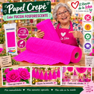 Papel Crepé 50 x 200 cm 21 g Fucsia Fosforescente