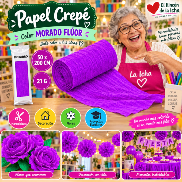 RI-0005817 Papel Crepé 50 x 200 cm 21 g Morado Flúor