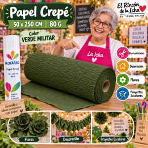 RI-0005820 Papel Crepé 50 x 250 cm 80 g Verde Militar
