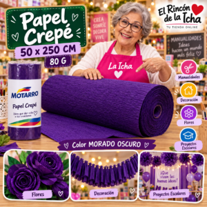 RI-0005822 Papel Crepé 50 x 250 cm 80 g Morado Oscuro
