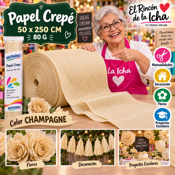 RI-0005824 Papel Crepé 50 x 250 cm 80 g Champagne