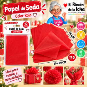 RI-0005825 Papel de Seda 50 x 66 cm 17 g 10 Hojas Rojo