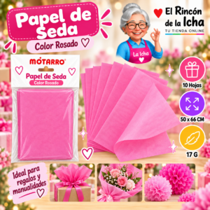 RI-0005827 Papel de Seda 50 x 66 cm 17 g 10 Hojas Rosado